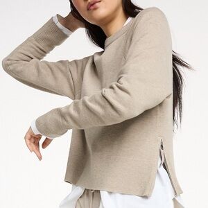FLX tan cropped long sleeve sweater with zipper sides size S